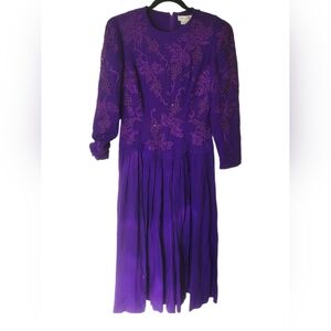 Elegant Purple Embroidered Dress